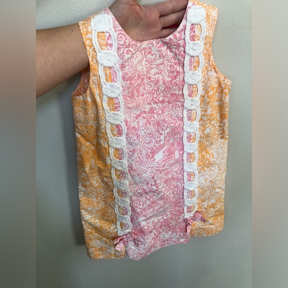 Lilly Pulitzer Jubilee Girls 6 RARE Orange/Pink Floral Toile Shift Dress - EUC! - Picture 12 of 12